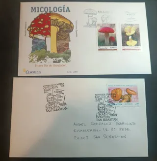 Sellos, sobresPDC, Enteros Postales temática Setas