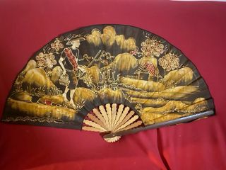 Ventaglio decorativo tessuto e legno