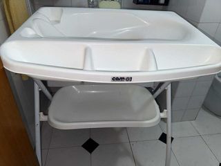Cambiador bebé con bañera blanca + bañera azul