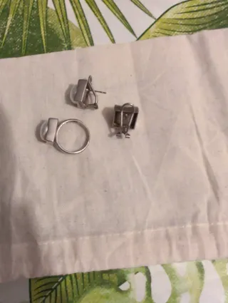 Conjunto Anillo y Pendientes Plata Perla