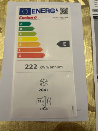 CONGELADOR VERTICAL CORBERÓ  ( NO FROST )