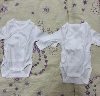 2 bodies de algodón manga larga bebés gemelos 0-1M