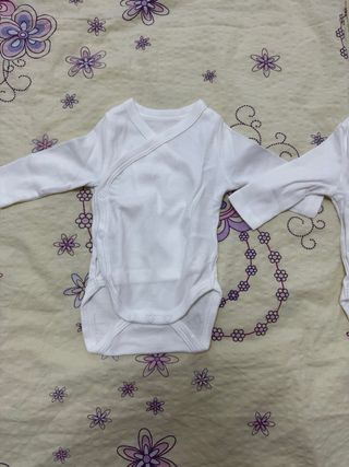 2 bodies de algodón manga larga bebés gemelos 0-1M