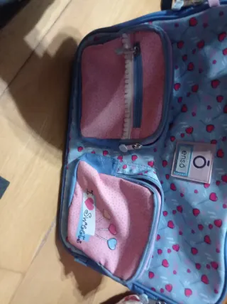 Mochila Vandolera Azul y Rosa Corazones