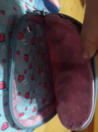 Mochila Vandolera Azul y Rosa Corazones