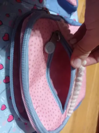 Mochila Vandolera Azul y Rosa Corazones