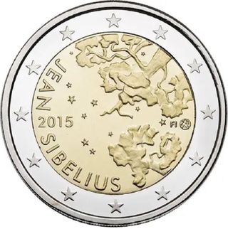 4 Monedas 2€ Finlandia 2015 Sibelius y bandera