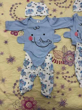 2 Conjuntos Bebés gemelos Elefante 0-1 Mes