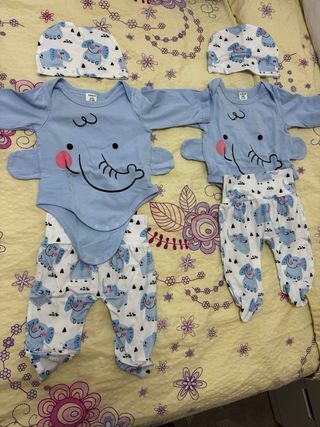 2 Conjuntos Bebés gemelos Elefante 0-1 Mes