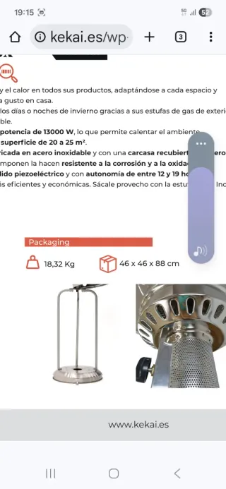 Estufa de Gas Exterior KEKAI KT0586