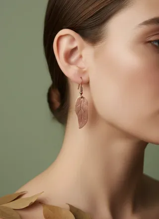 Pendientes hoja cobre hechos a mano