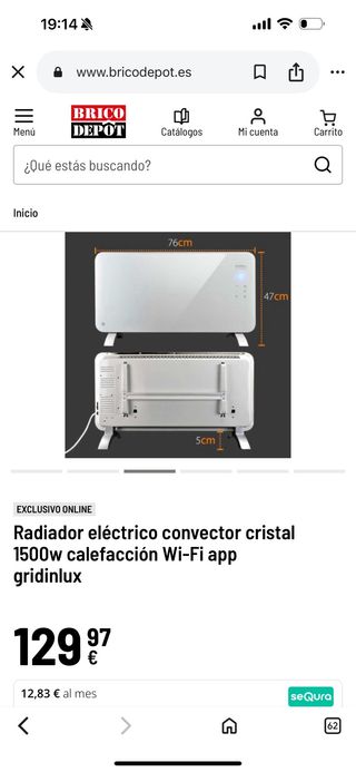 Radiador Eléctrico Gridinlux Bajo Consumo.