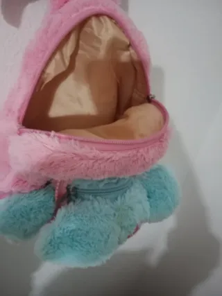 Mochila infantil peluche rosa y azul