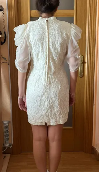 Vestido fiesta encaje blanco mujer