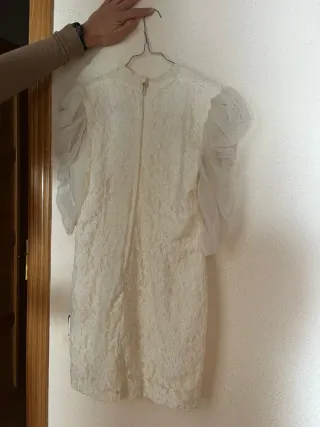 Vestido fiesta encaje blanco mujer