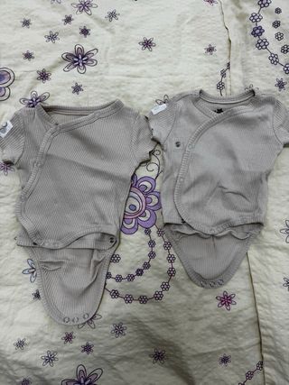 2 Bodys de manga corta para bebés gemelos 0-1 mes