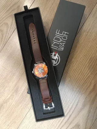 Reloj Indiwatch Arosa Esqueleto Naranja Marrón
