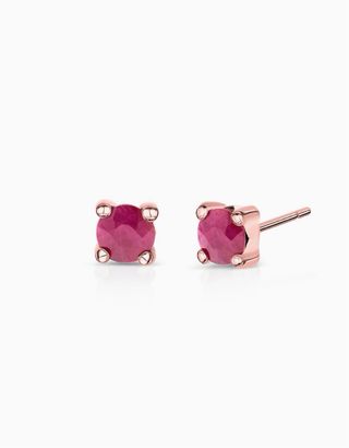 pendientes de Rubí en Oro Rosa de 18 Kt