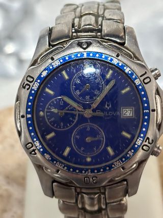 Reloj Bulova Cronógrafo Azul y Plateado