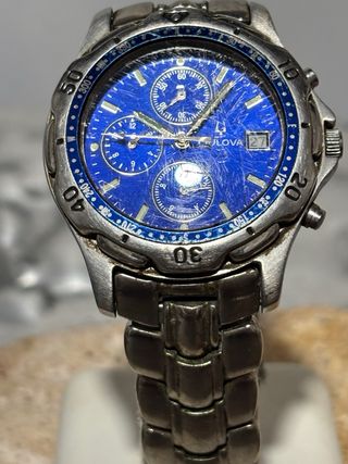 Reloj Bulova Cronógrafo Azul y Plateado