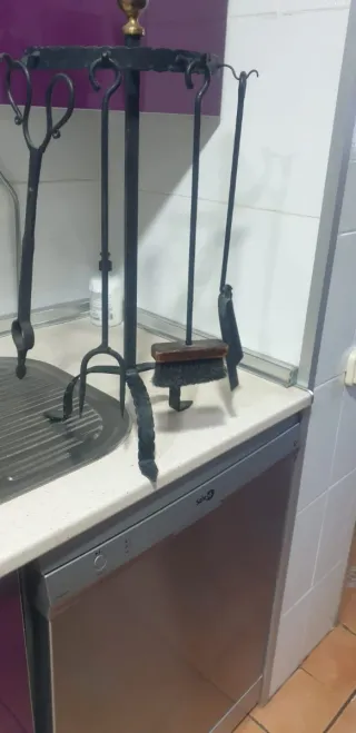 Útiles Chimenea y Morillos Hierro forjado y Bronce