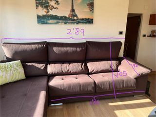 Divano + Chaise Longue con tessuto AquaClean e panche.