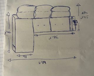 Divano + Chaise Longue con tessuto AquaClean e panche.