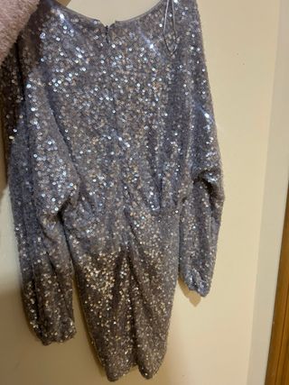 Vestido lentejuelas Pull&Bear plateado