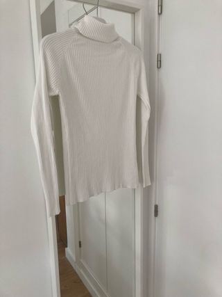 Jersey cuello alto blanco canalé