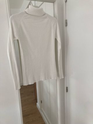 Jersey cuello alto blanco canalé