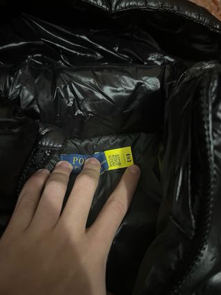 Abrigo Ralph Lauren Negro Puffer Brillante Talla M