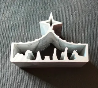 Belén de aluminio, una pieza