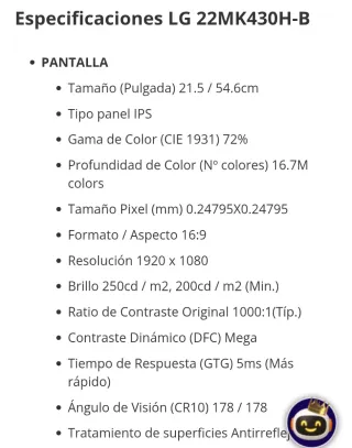 Monitor LG Negro 21,5"