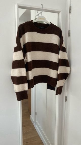 Jersey Mango Rayas Marrón y Beige Talla S