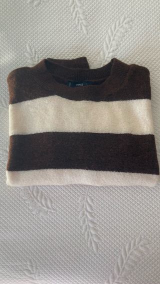 Jersey Mango Rayas Marrón y Beige Talla S