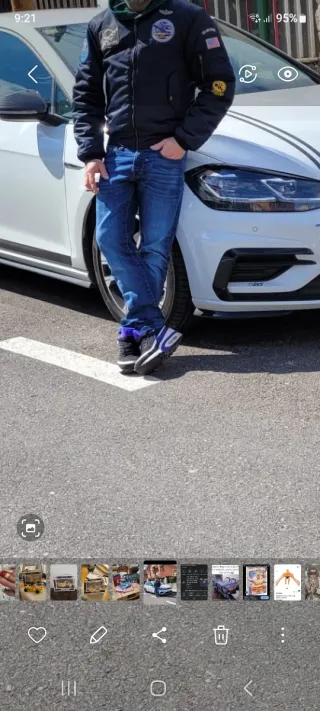 Cazadora Bomber Aviador Azul Naranja