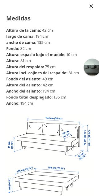 Sofá Cama Gris Tela Seminuevo