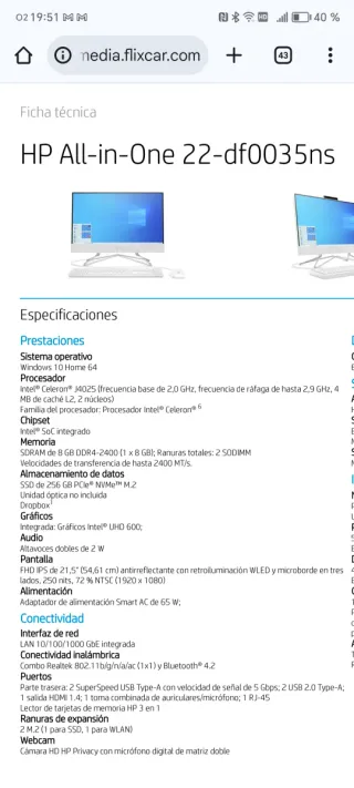 Ordenador HP Blanco