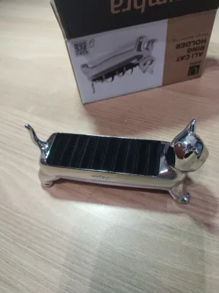 Soporte Anillos Gato Plata