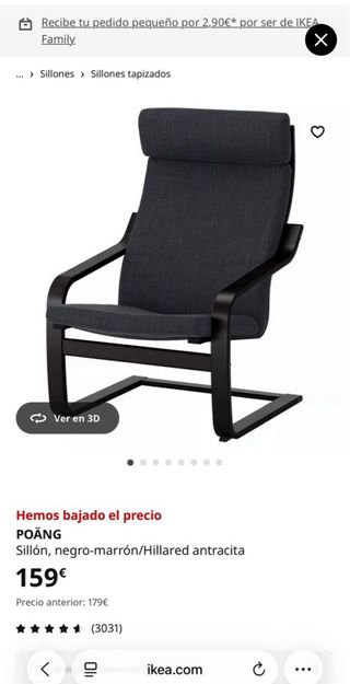 Sillón Mecedora Ikea Negro y Gris