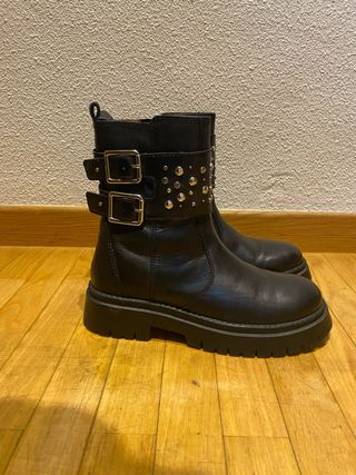 Botas Zara Piel Negras Talla 38