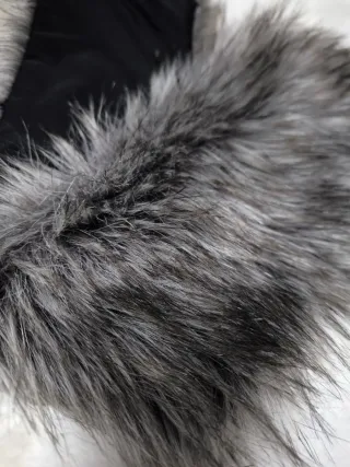 Bufanda Collar Pelo Sintético Negro Gris