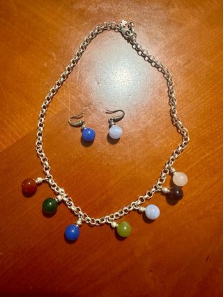 Conjunto Tous Cadena y Pendientes Multicolor