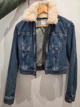 Casaca vaquera Mango azul con borreguito