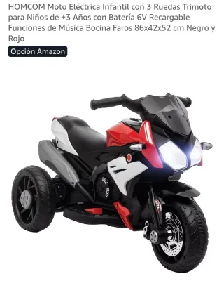 Moto Eléctrica Infantil 3 Ruedas Roja