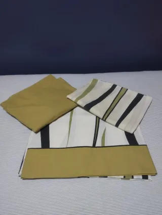 Juego Sábanas Cama 90 Verde Oliva y Blanco