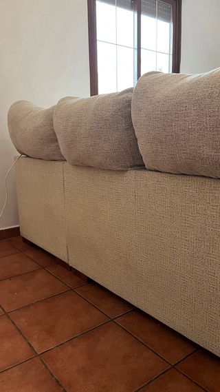 Sofá chaiselongue 4 plazas tela beige