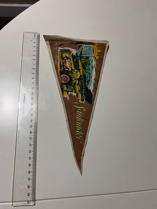 Banderín antiguo Santander tela pintado a mano