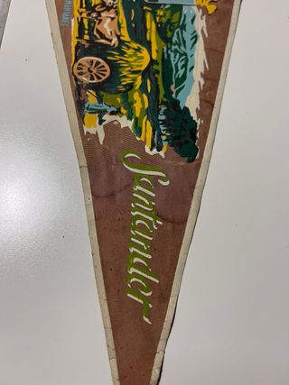 Banderín antiguo Santander tela pintado a mano