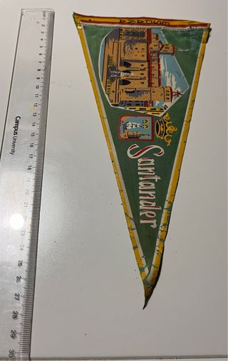Banderín antiguo Santander España tela pintado